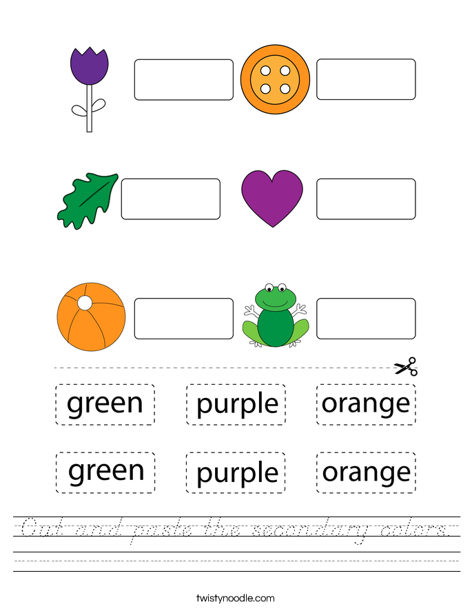 Cut and paste the secondary colors. Worksheet