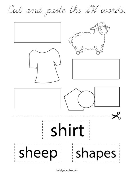 Cut and paste the SH words. Coloring Page