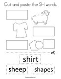 Cut and paste the SH words Coloring Page