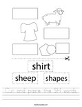 Cut and paste the SH words. Worksheet