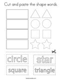 Cut and paste the shape words Coloring Page
