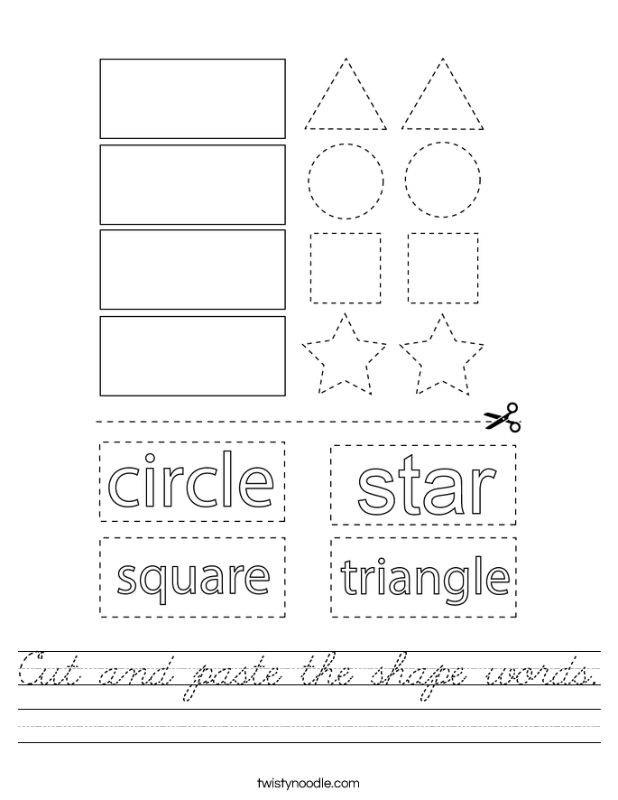 Cut and paste the shape words. Worksheet