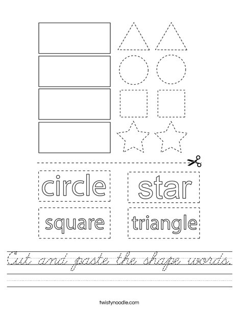 Cut and paste the shape words. Worksheet