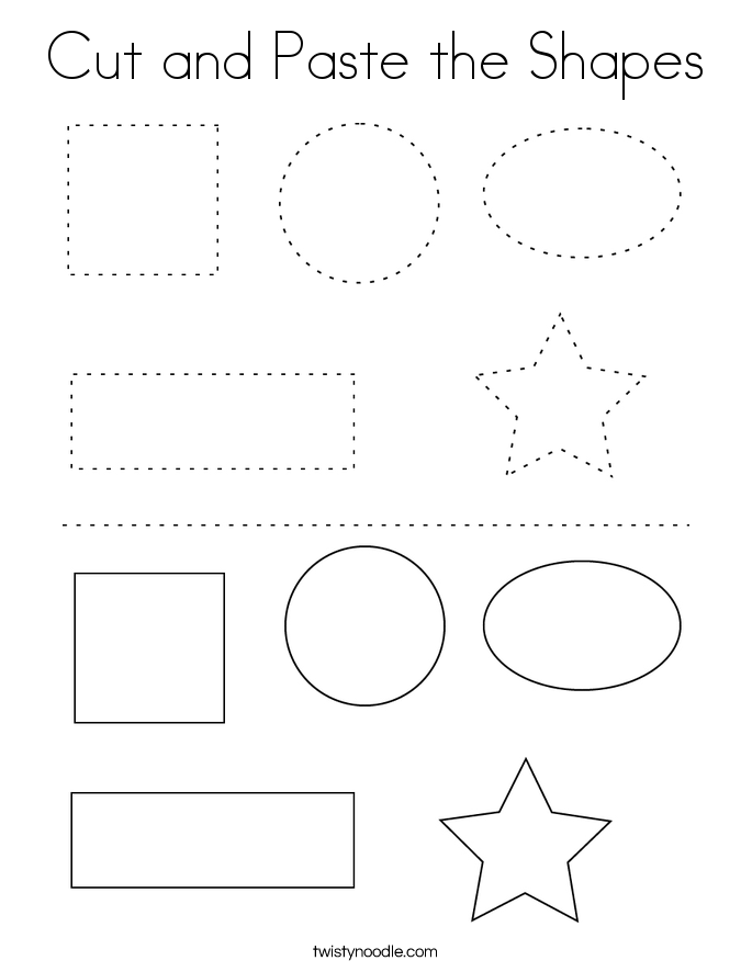 Cut and Paste the Shapes Coloring Page