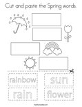 Cut and paste the Spring words. Coloring Page