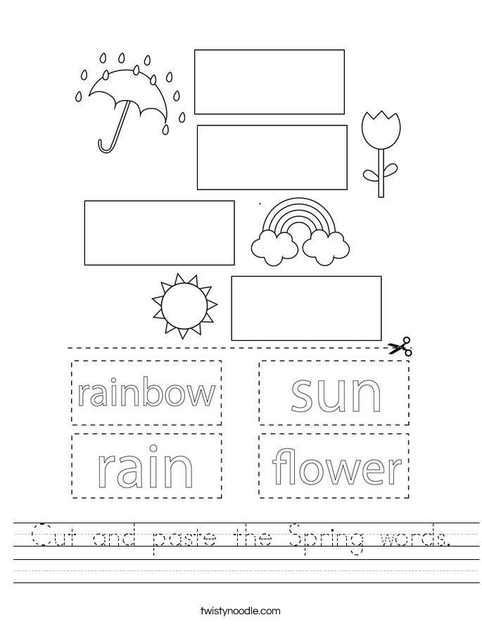 Cut and paste the Spring words. Worksheet