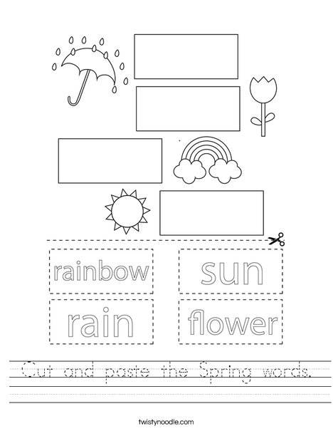 Cut and paste the Spring words. Worksheet