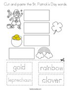 Cut and paste the St Patrick's Day words Coloring Page