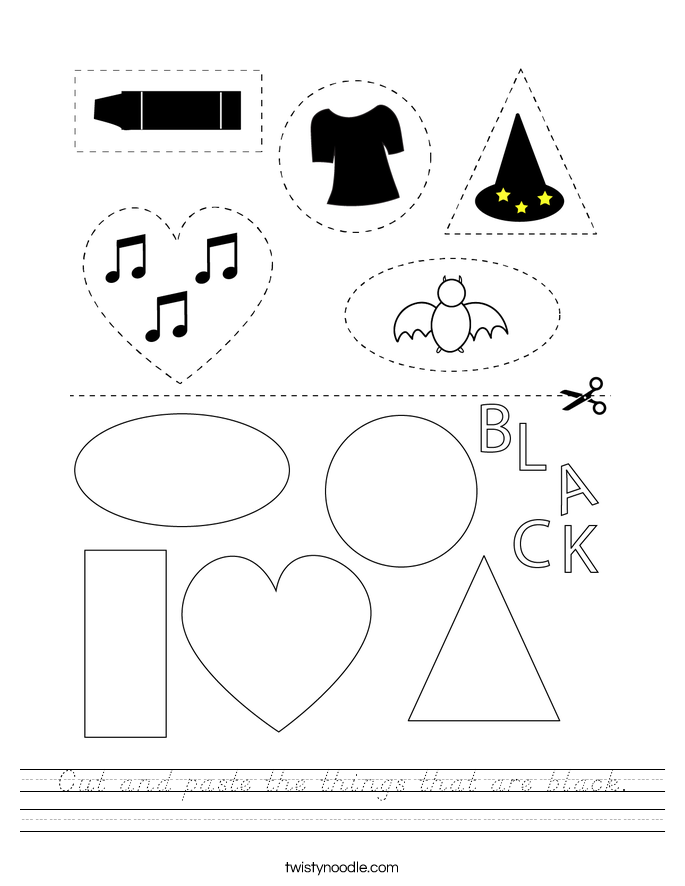 Cut and paste the things that are black. Worksheet
