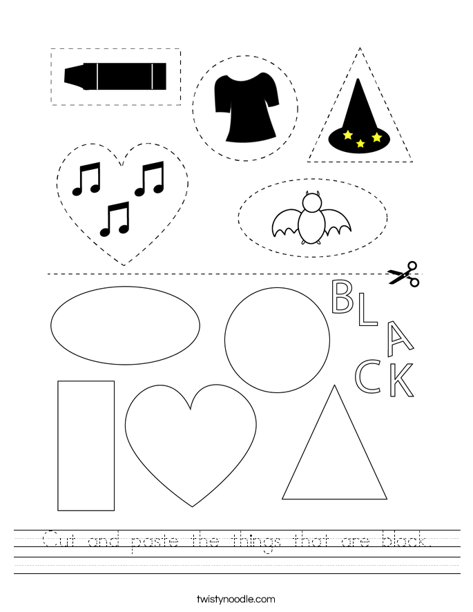 Cut and paste the things that are black. Worksheet