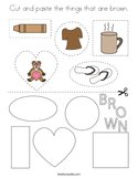 Cut and paste the things that are brown Coloring Page