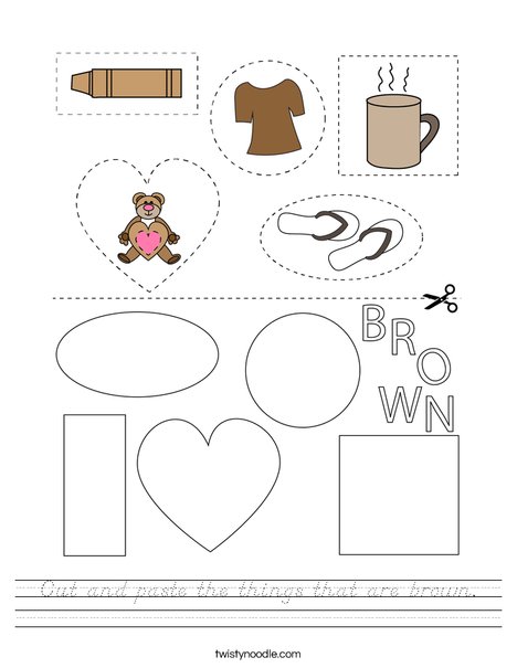 Cut and paste the things that are brown. Worksheet