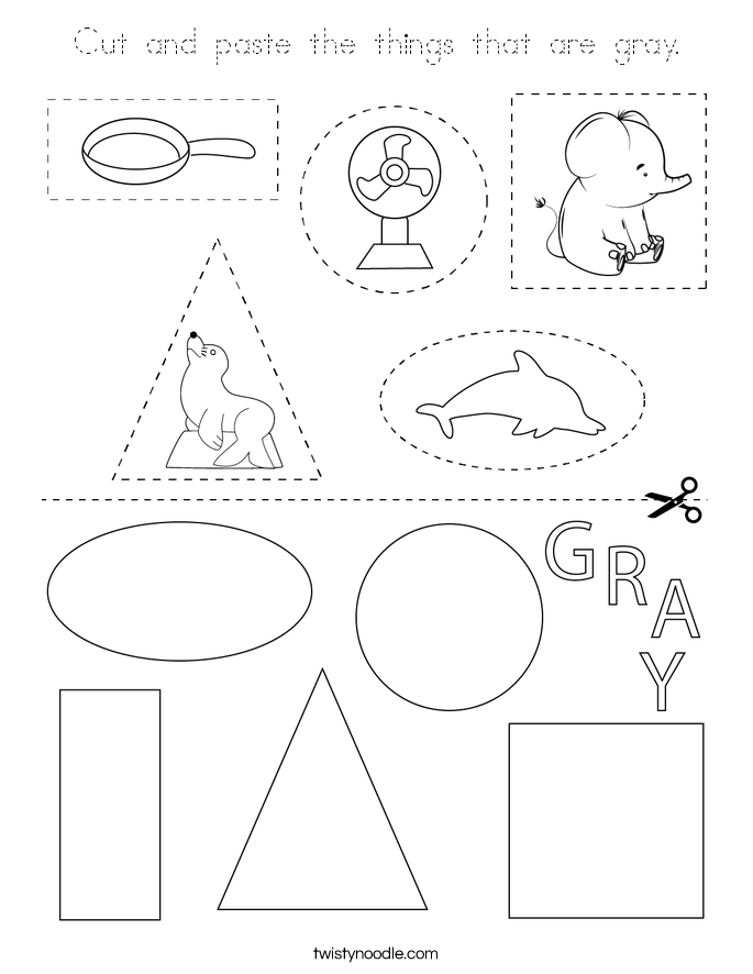 Cut and paste the things that are gray. Coloring Page