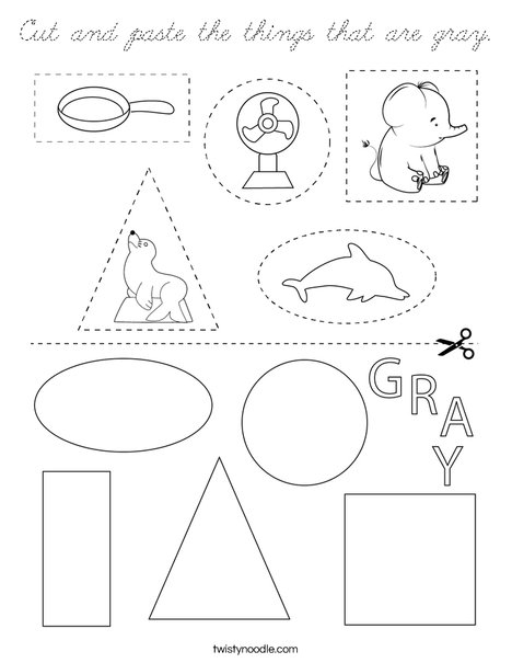 Cut and paste the things that are gray. Coloring Page