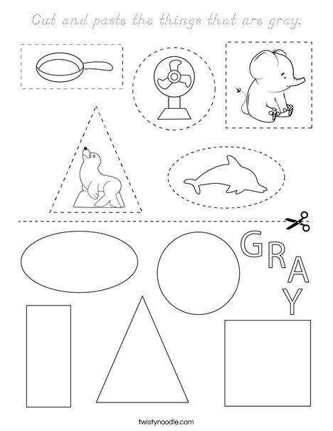 Cut and paste the things that are gray. Coloring Page