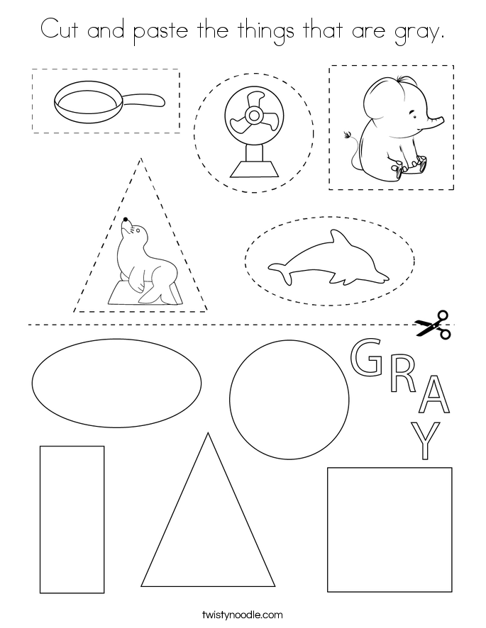 Cut and paste the things that are gray. Coloring Page