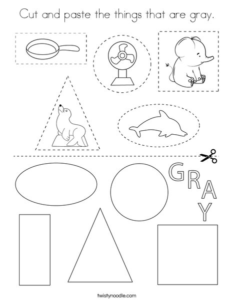 Cut and paste the things that are gray. Coloring Page