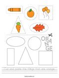Cut and paste the things that are orange. Worksheet