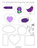 Cut and paste the things that are purple. Coloring Page