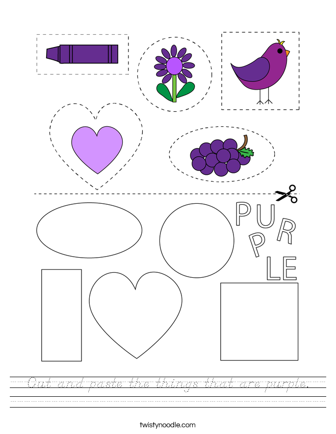 Cut and paste the things that are purple. Worksheet