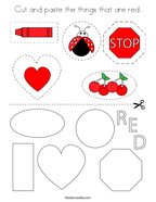 Cut and paste the things that are red Coloring Page