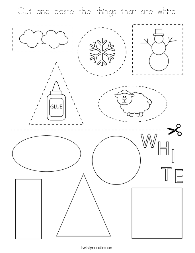 Cut and paste the things that are white. Coloring Page