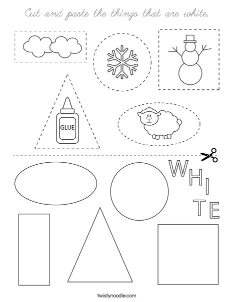 Cut and paste the things that are white. Coloring Page