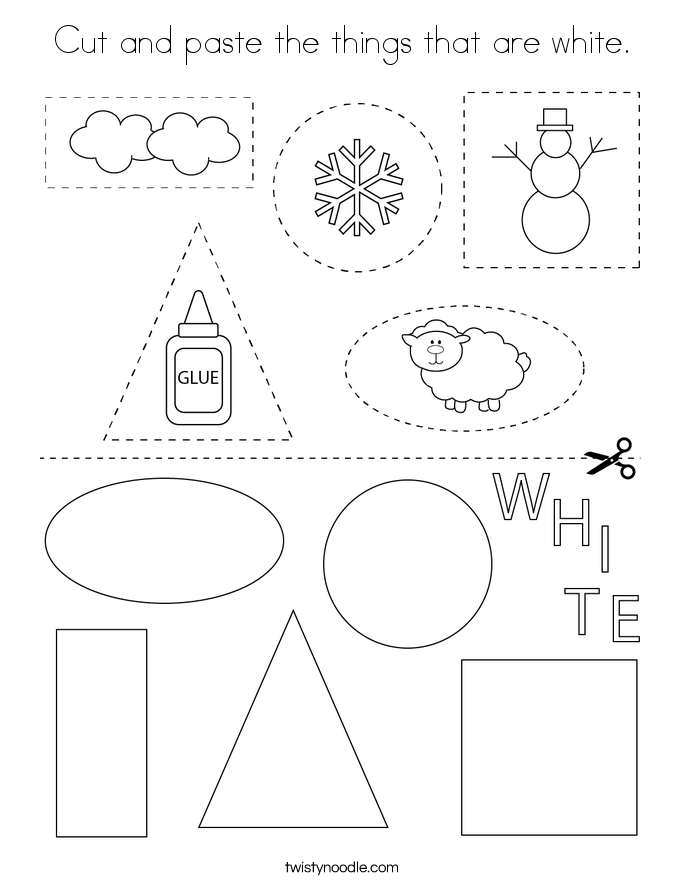 Cut and paste the things that are white. Coloring Page