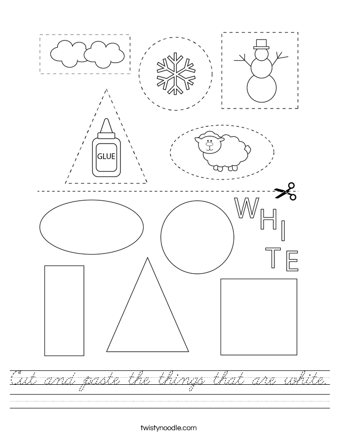 Cut and paste the things that are white. Worksheet
