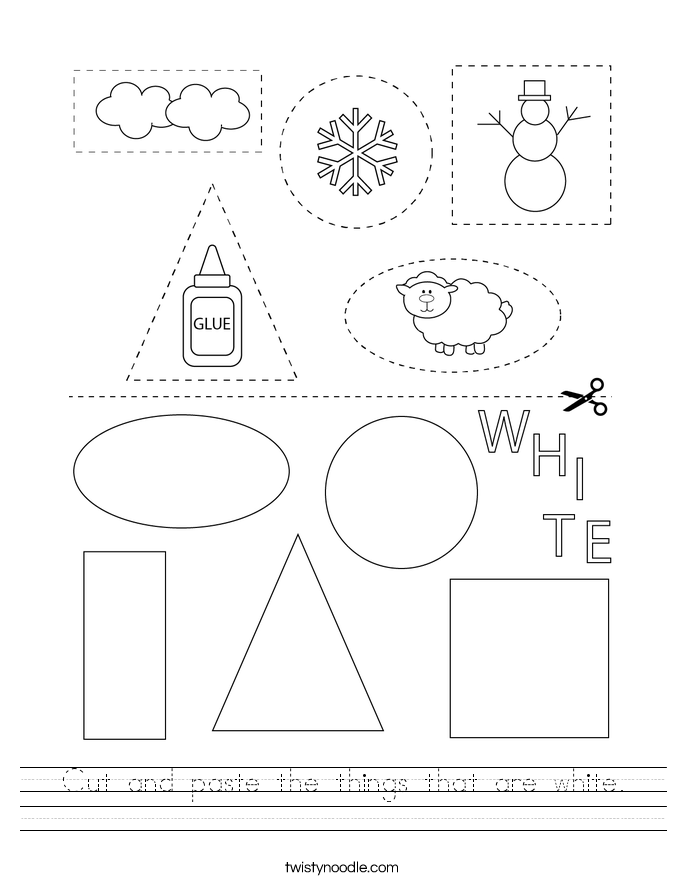 Cut and paste the things that are white. Worksheet