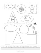 Cut and paste the things that are white Handwriting Sheet
