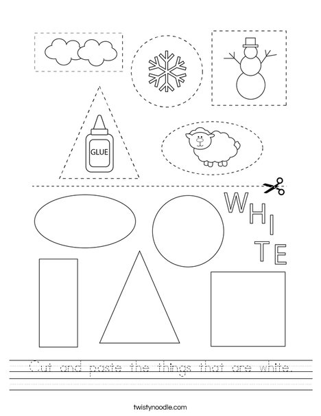 Cut and paste the things that are white. Worksheet