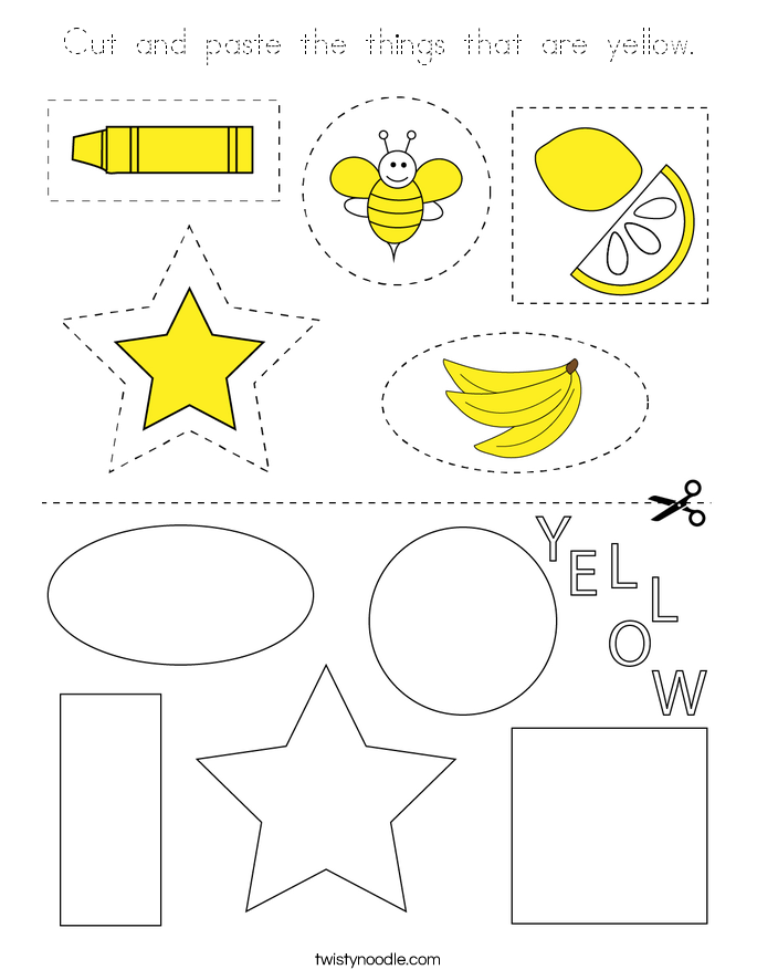 Cut and paste the things that are yellow. Coloring Page