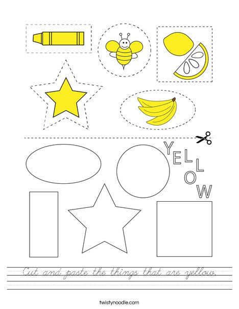 Cut and paste the things that are yellow. Worksheet