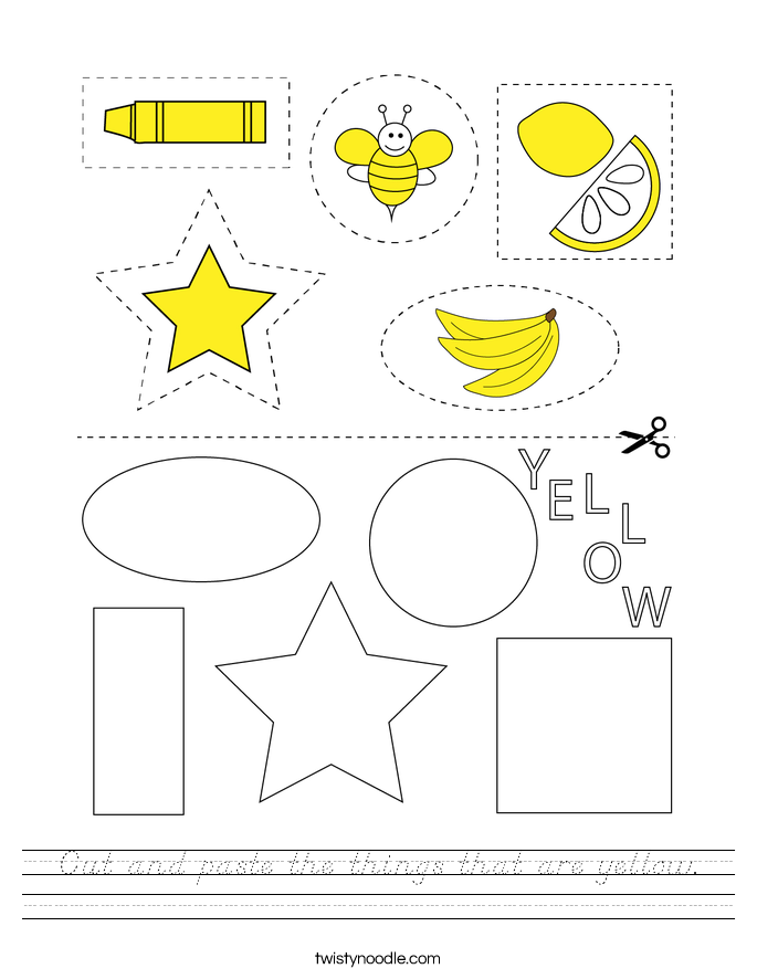Cut And Paste The Things That Are Yellow Worksheet D Nealian Twisty Cut And Paste The Things That Are Yellow Worksheet D Nealian Twisty