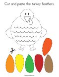 Cut and paste the turkey feathers. Coloring Page