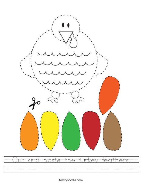 Cut and paste the turkey feathers Worksheet - Twisty Noodle cut-and-paste-the-turkey-feathers-worksheet-twisty-noodle