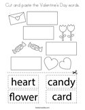 Cut and paste the Valentine's Day words Coloring Page