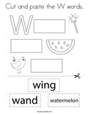 Cut and paste the W words Coloring Page