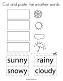 Cut and paste the weather words Coloring Page