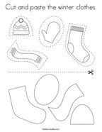 Cut and paste the winter clothes Coloring Page