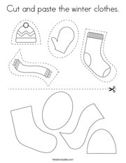 Cut and paste the winter clothes Coloring Page