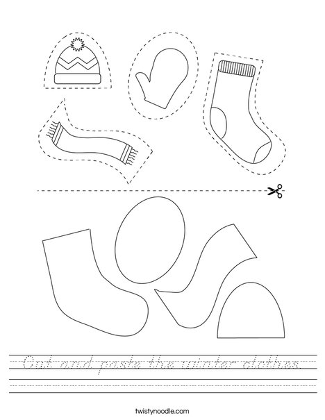 Cut and paste the winter clothes. Worksheet
