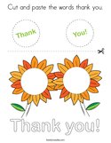 Cut and paste the words thank you Coloring Page