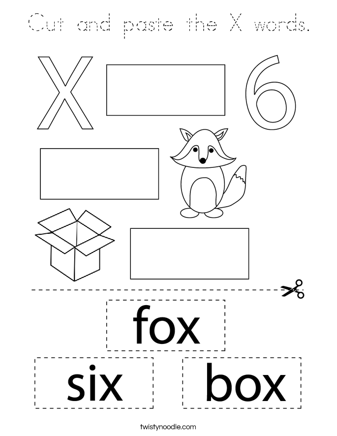 Cut and paste the X words. Coloring Page