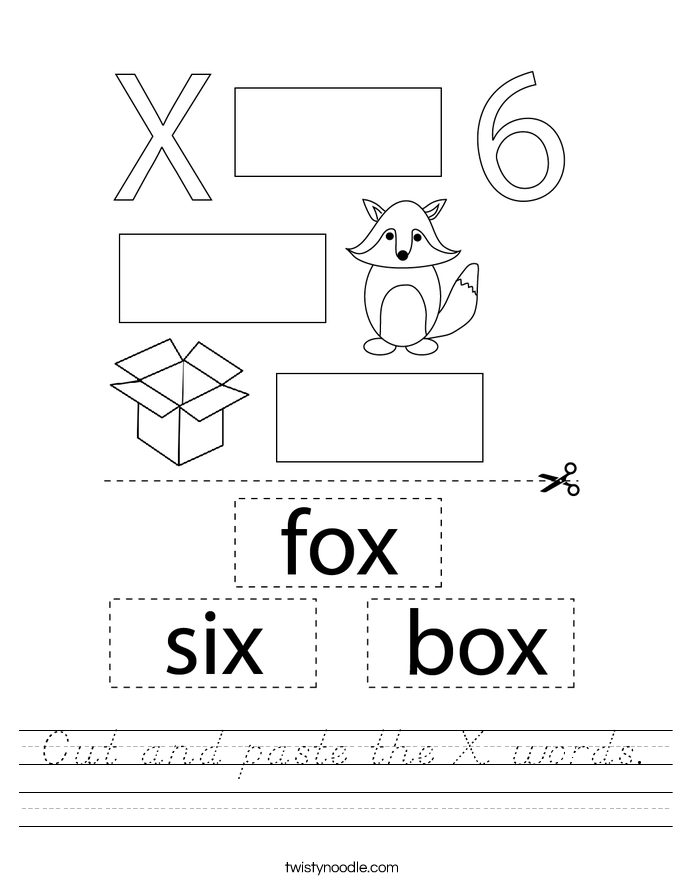 Cut and paste the X words. Worksheet