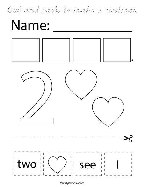 Cut and paste to make a sentence. Coloring Page