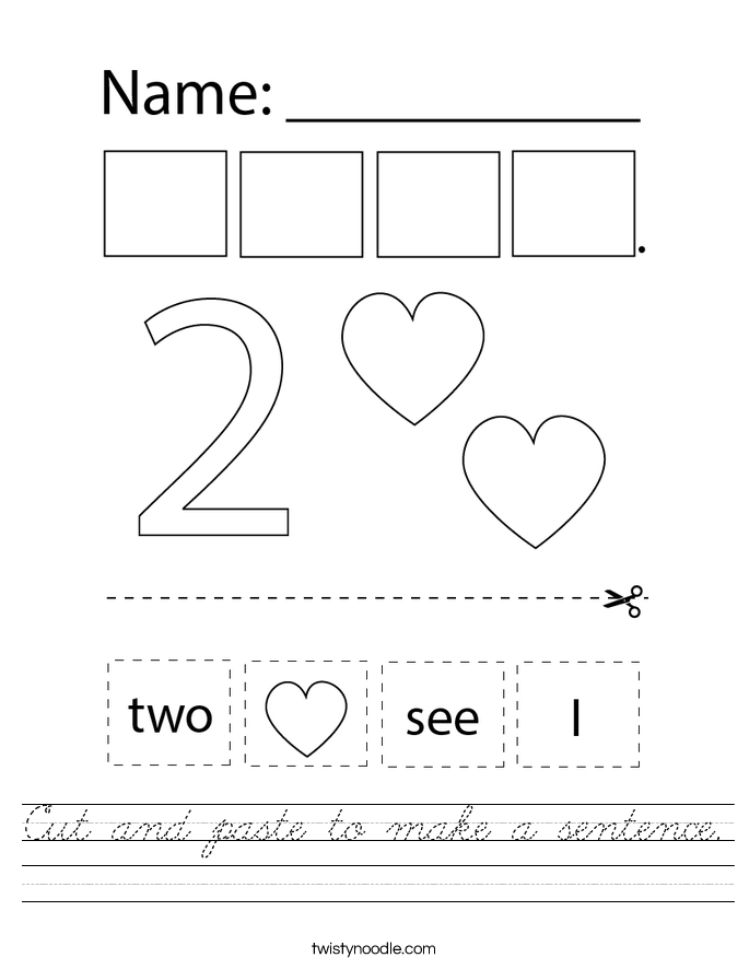 Cut and paste to make a sentence. Worksheet