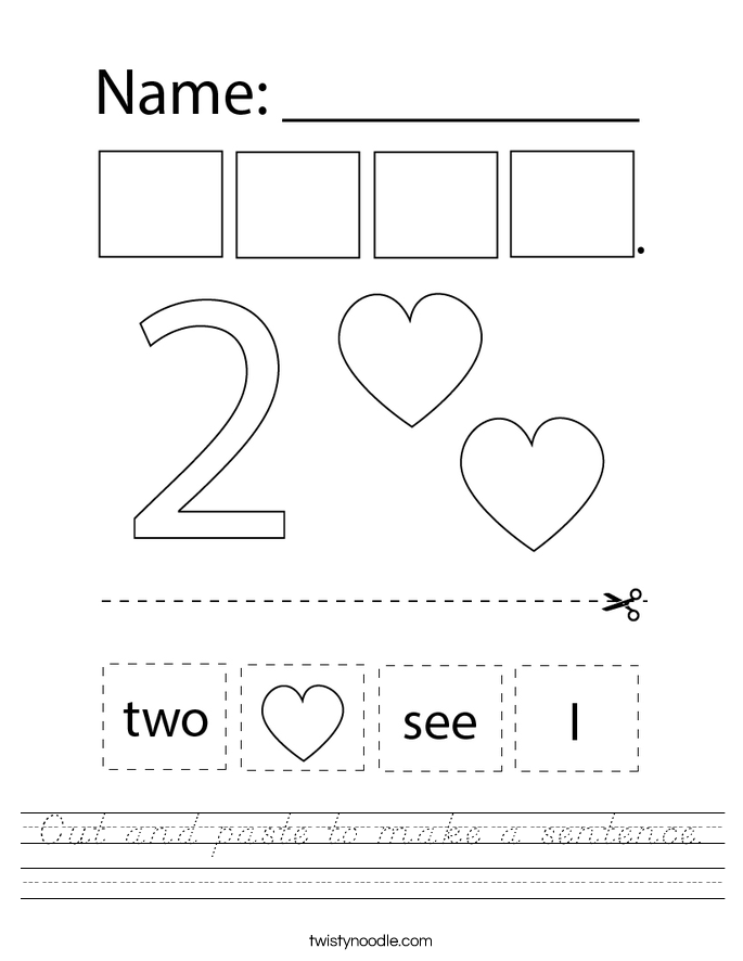 Cut and paste to make a sentence. Worksheet
