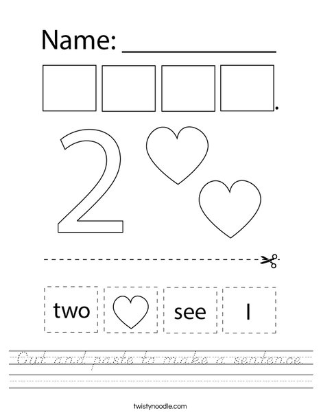 Cut and paste to make a sentence. Worksheet
